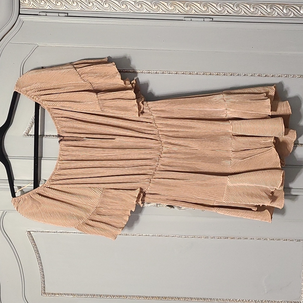 Sexy tan romper, very stretchy, off shoulder